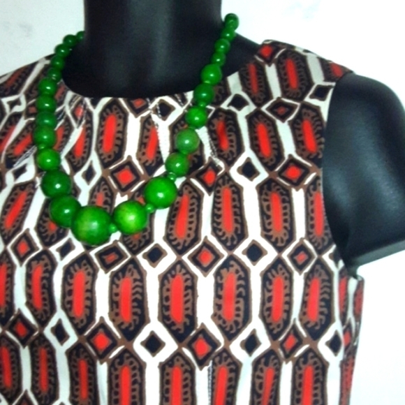 African Motif Print Sheath Dress, 8P - Picture 3 of 11
